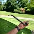 Smoking tobacco in a long pipe with a lid in the open air