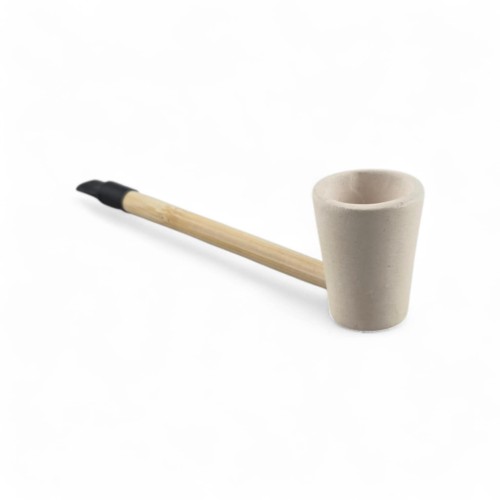 small clay pipe for weed with bamboo mouthpiece parol m1