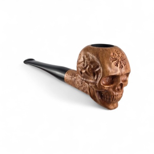 wrzoścowa fajka do tytoniu rzeźba czaszki z motywem nordyckim 1.jpg